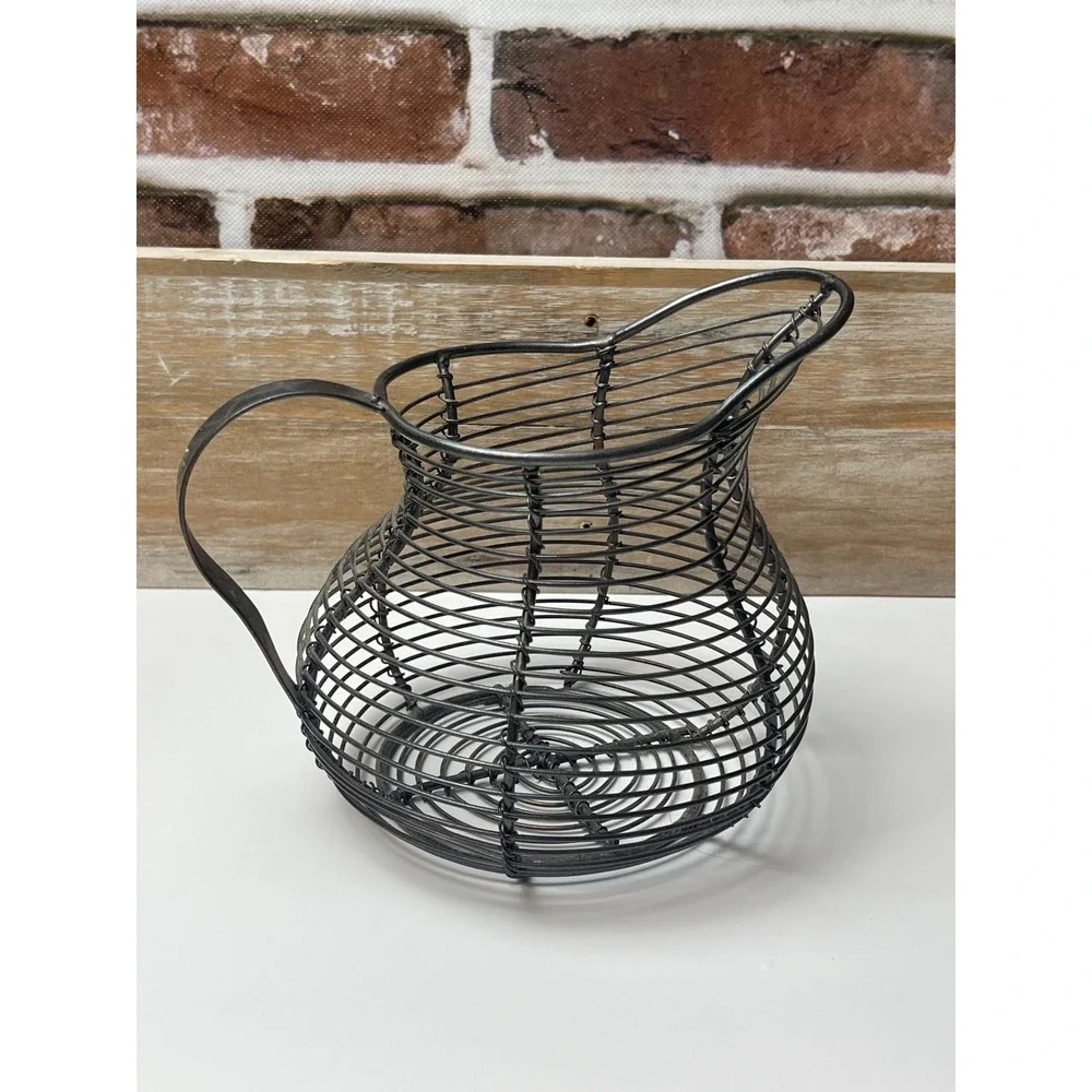 Wire Basket Pitcher Style Home Decor Black Metal